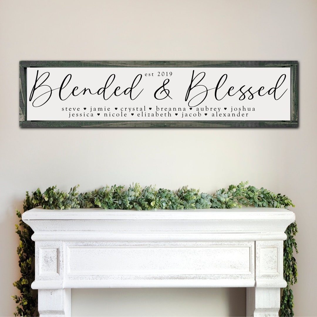 Blended and Blessed Sign, Personalized Blended Family Name Sign, the