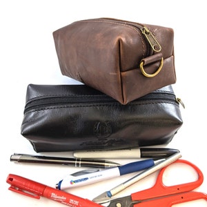 Caja de la pluma del cuero de la calidad superior, bolsa del lápiz personalizado, caja cosmética de alta calidad, organizador de la herramienta personalizada, bolsa del lápiz del aspecto clásico