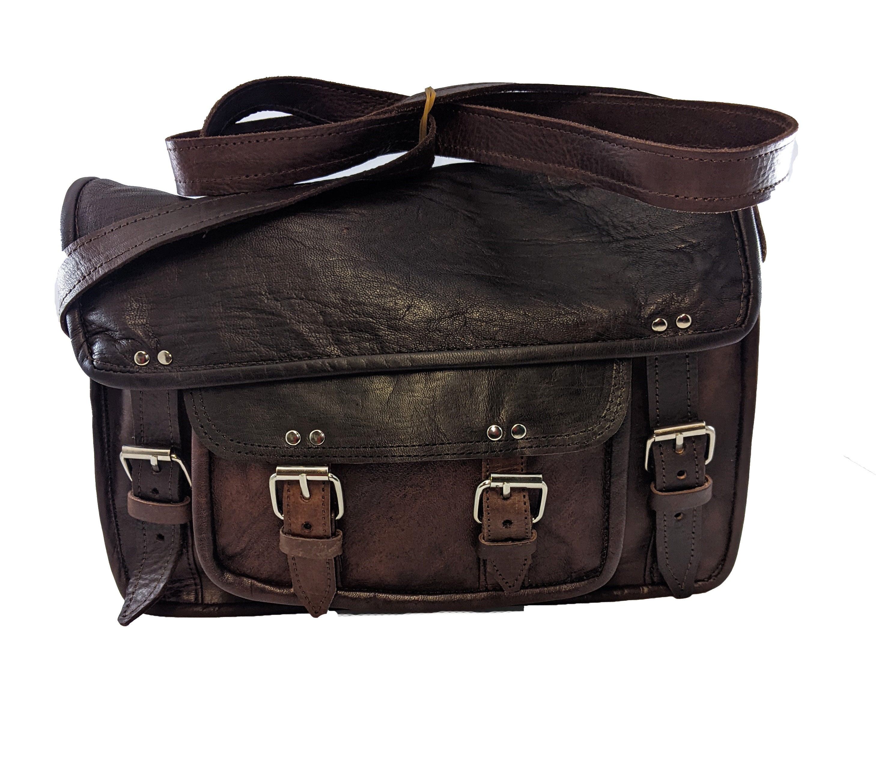Sheepskin Patchwork Messenger Style Bag with Shoulder Strap