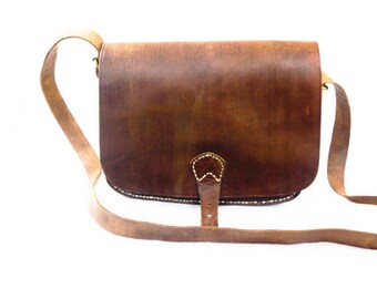 Hand Stitched  Mini Messenger leather bag body- cross leather bag