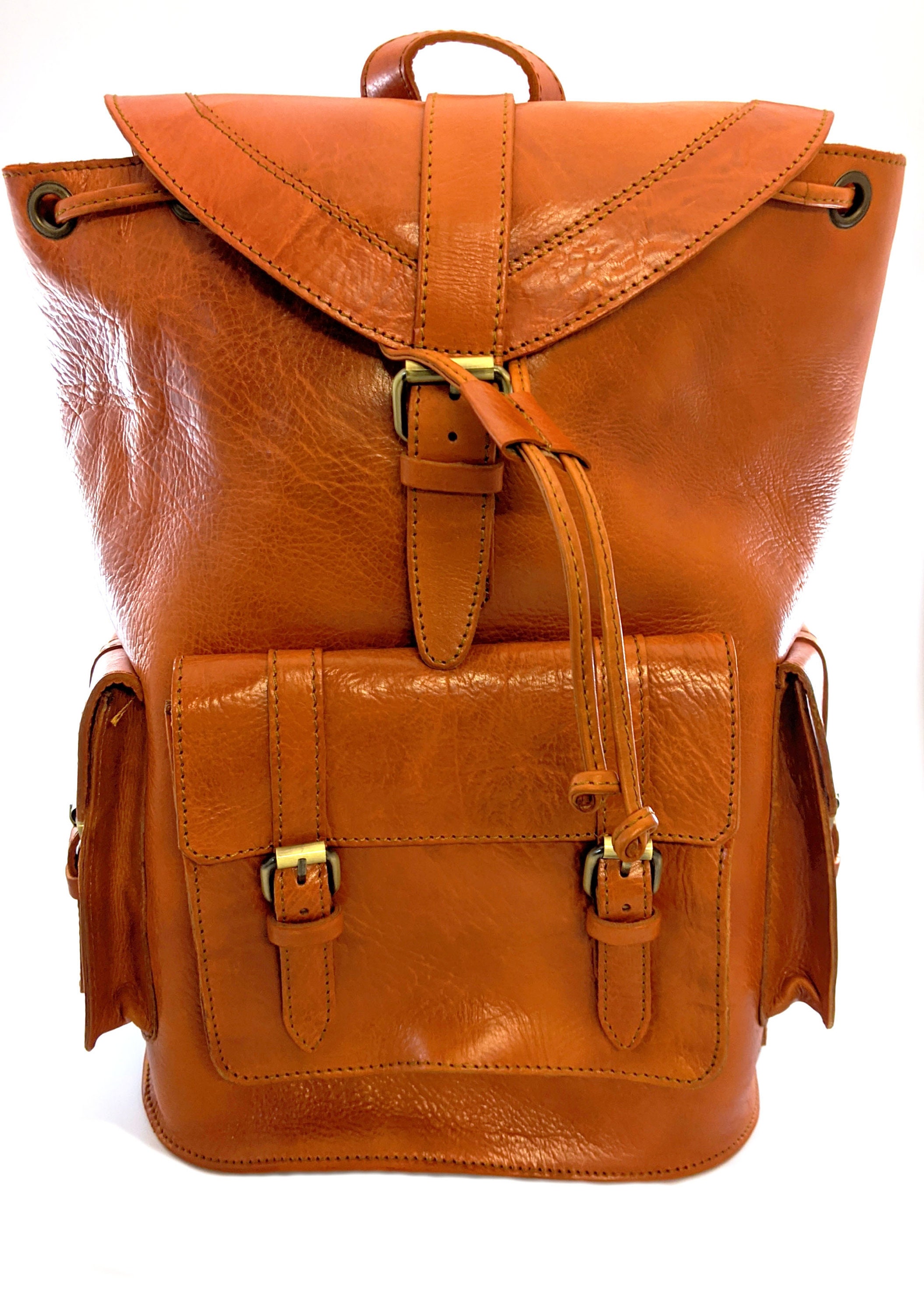 Large Spacious Outdoor Heavy Duty Leather Backpack - Etsy