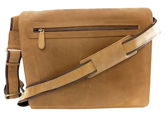9 compartments crossbody Hunter leather messenger bag