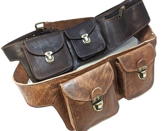 Leather Fanny pack, waist bag, explorer/travel belt bag