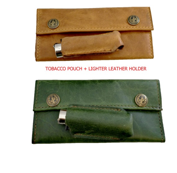 tobacco pouch holder 12g-15g Capacity MINI LEATHER TOBACCO Pouch + Free Leather Lighter Holder
