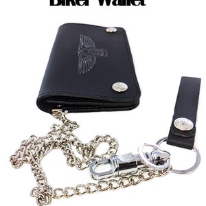 Gran cartera motera de cuero con cadena / almacenamiento múltiple