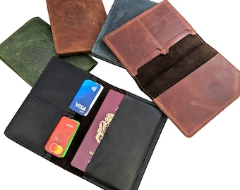 100% Genuine leather Passport Wallet with card slots