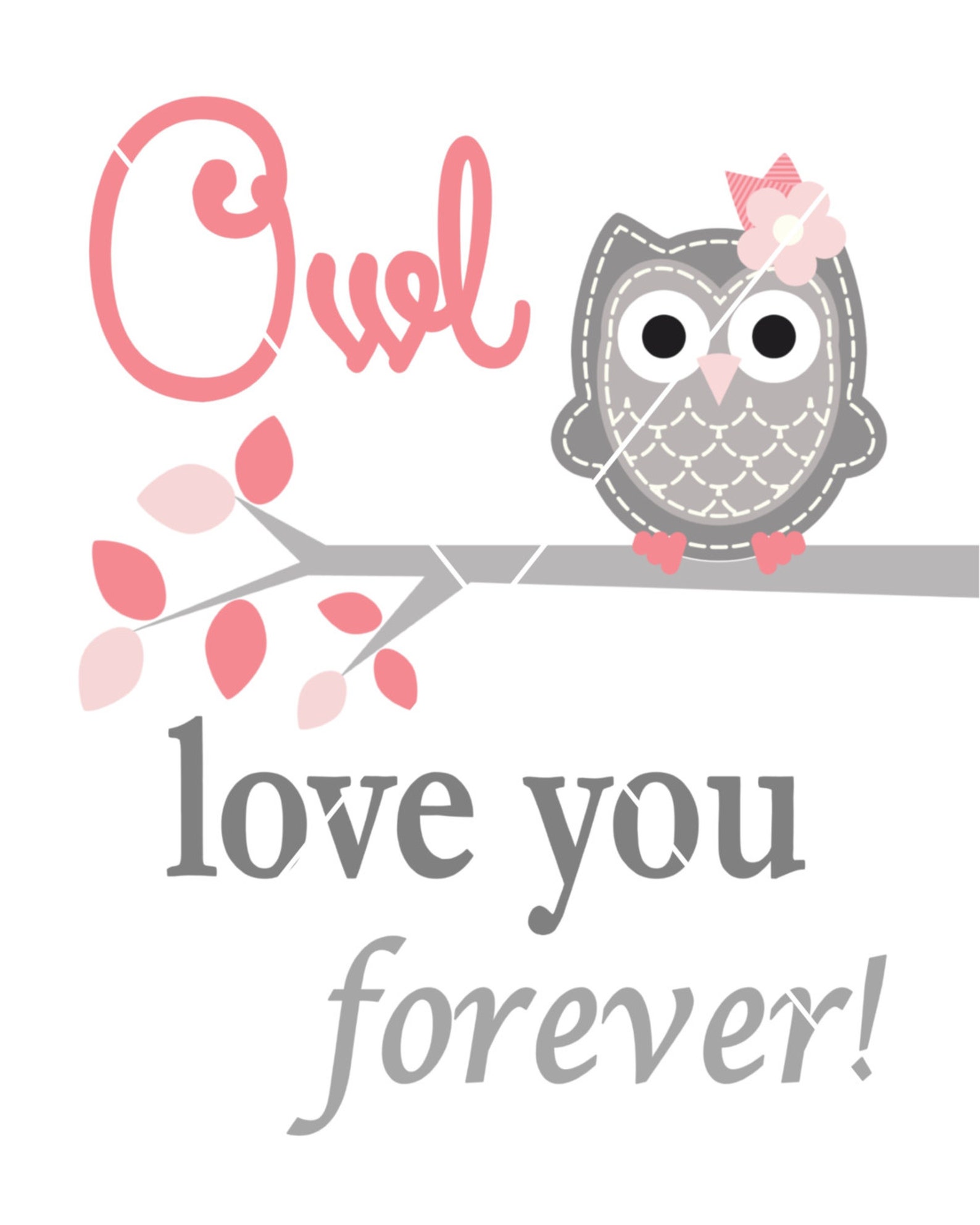 Printable Owls Baby Nursery Wall Art Decor in Pink Andgrey Owls Baby ...