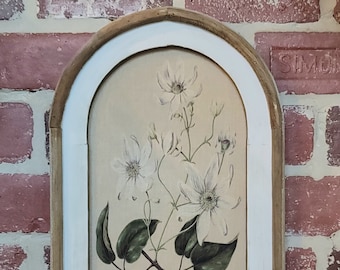 Neutral Botanical Flower Fabric Print Framed Minimalist Wall Art Vintage Print Vintage Floral Gallery Wall French Wall Art French Country