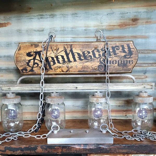 Farmhouse Light with Double Sided Sign Farmhouse Kitchen Island Light Dining Room Mason Jar Four Pendant Light French Country Lighting