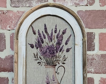 Framed Lavender Wall Art Farmhouse House Decor Still Life Flowers in Vase Vintage French Country Wall Decor Vintage Shabby Chic Wall  Decor