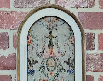 Framed French Chateau Wallpaper Wall Art Farmhouse House Decor French Country Wall Hanging French Decor Vintage Textile Shabby Chic Decor