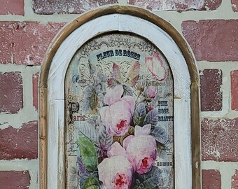 Framed French Country Roses Wall Art Farmhouse House Decor French Floral Decor Vintage Shabby Chic Decor Victorian Botanical Print