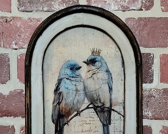 French Country Birds with Crowns Wall Art Bird Wall Art Print Farmhouse Decor French Decor Vintage Shabby Chic Decor Dark Moody Wall Art