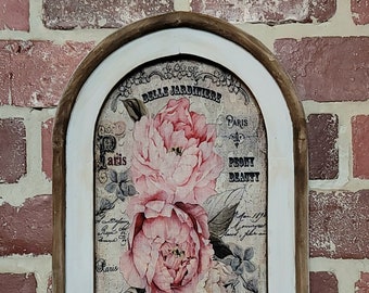 French Country Floral Wall Art Farmhouse House Decor French Peony Wall Decor Vintage Shabby Chic Decor Botanical Print Bathroom Wall Art