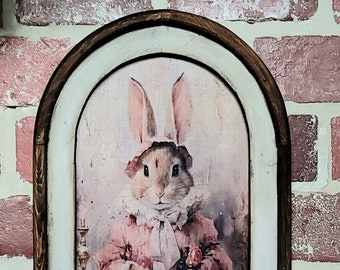 Framed Linen Bunny Wall Art Victorian Rabbit Wall Art Cottagecore Art Velveteen Rabbit Wall Art Easter Bunny Vintage French Country Decor