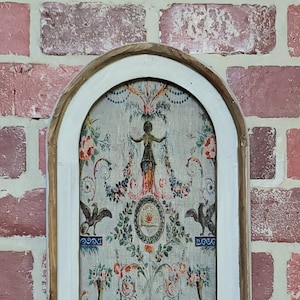 Framed French Chateau Wallpaper Wall Art Farmhouse House Decor French Country Wall Hanging French Decor Vintage Textile Shabby Chic Decor