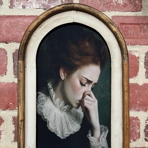Arch Wood Frame Funny Bathroom Art Lady Plugging Nose Portrait Moody Bathroom Wall Decor Stinky Toilet Stinky Bathroom Fabric Print Tapestry