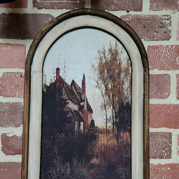 Framed Antique Autumn Painting Print Vintage Rustic Moody Wall Decor Vintage Fabric Print Dark Academia Wall Art Fall Dark Cottagecore Wall