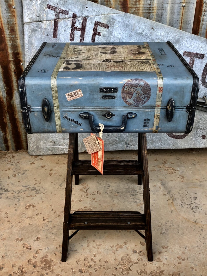 Soldaccepting Custom Personalized Suitcase Table Old Luggage Etsy
