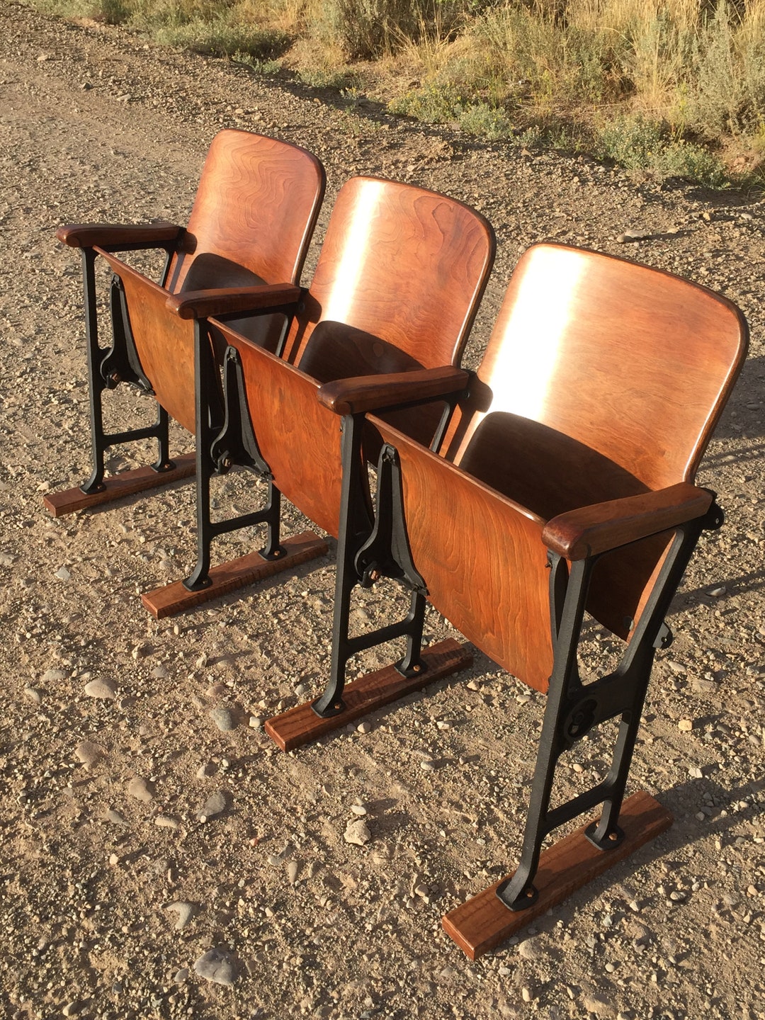 Set of Three Vintage Theatre Chairs Vintage Theater Seats Etsy