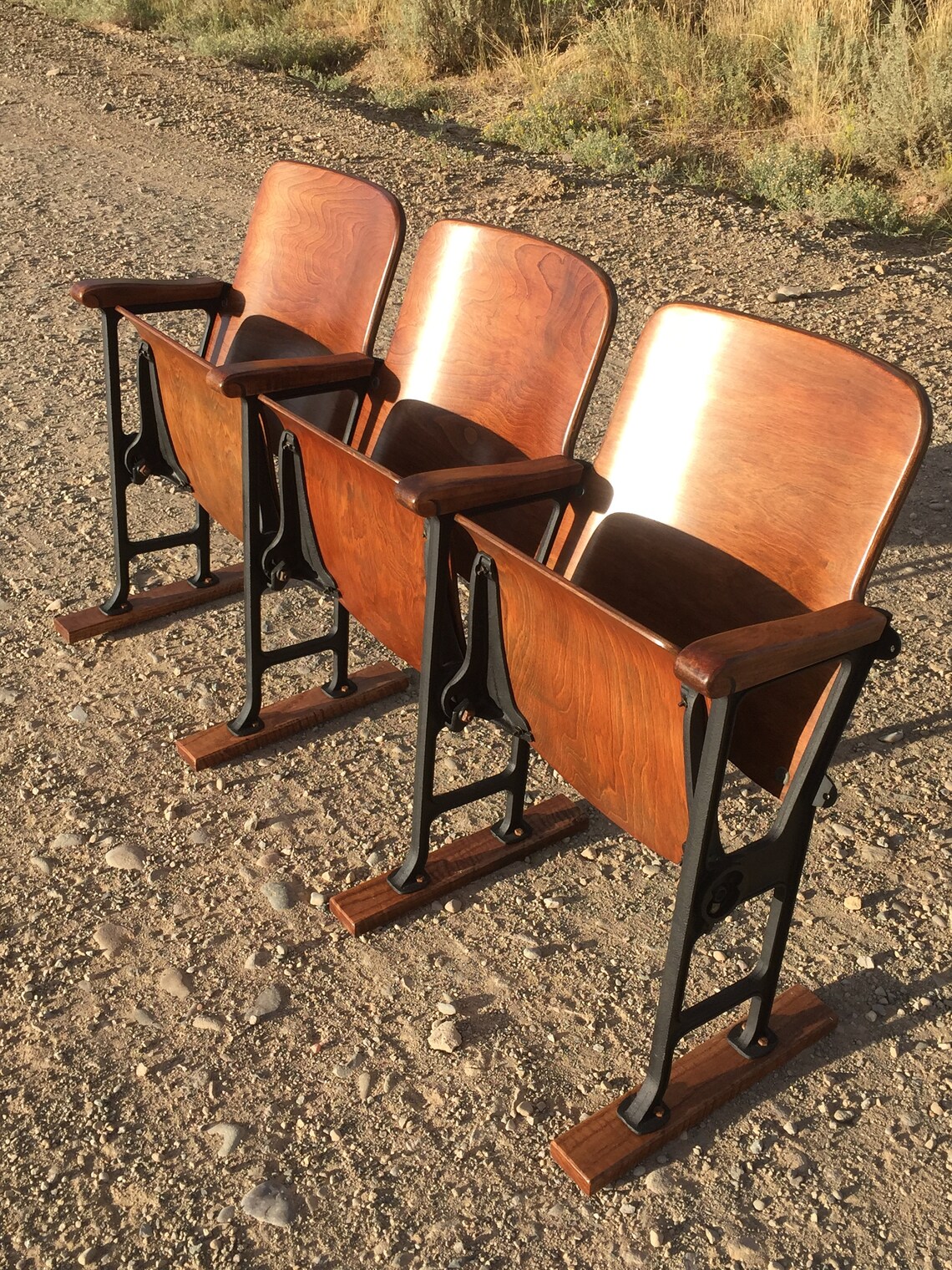 Set of Three Vintage Theatre Chairs Vintage Theater Seats Etsy