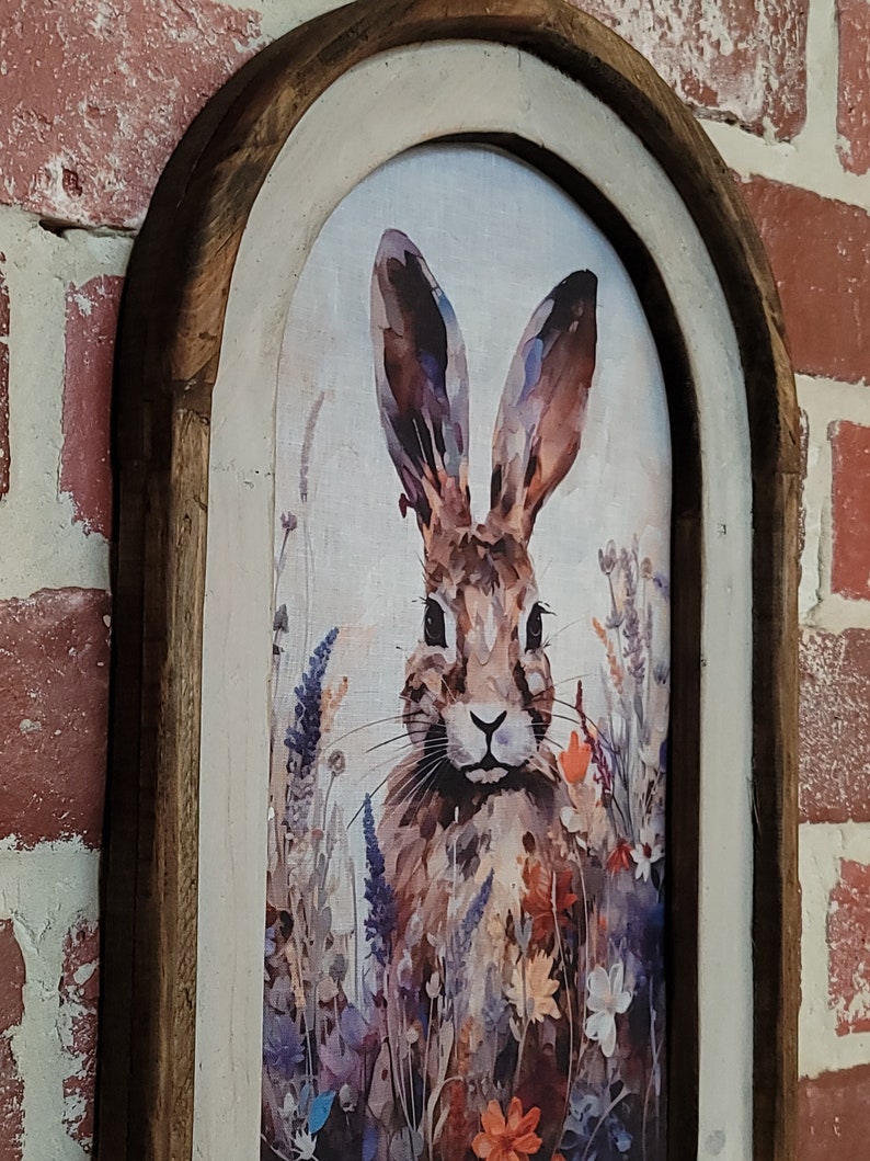 Framed Bunnies Wall Art Arch Window Framed Rabbits Decor Spring ...