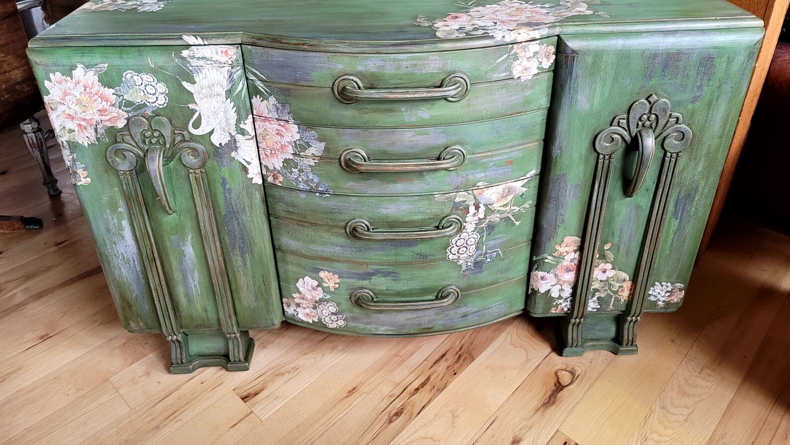 Vintage pintado buffet gabinete de medios Cabinet Mesa de | Etsy