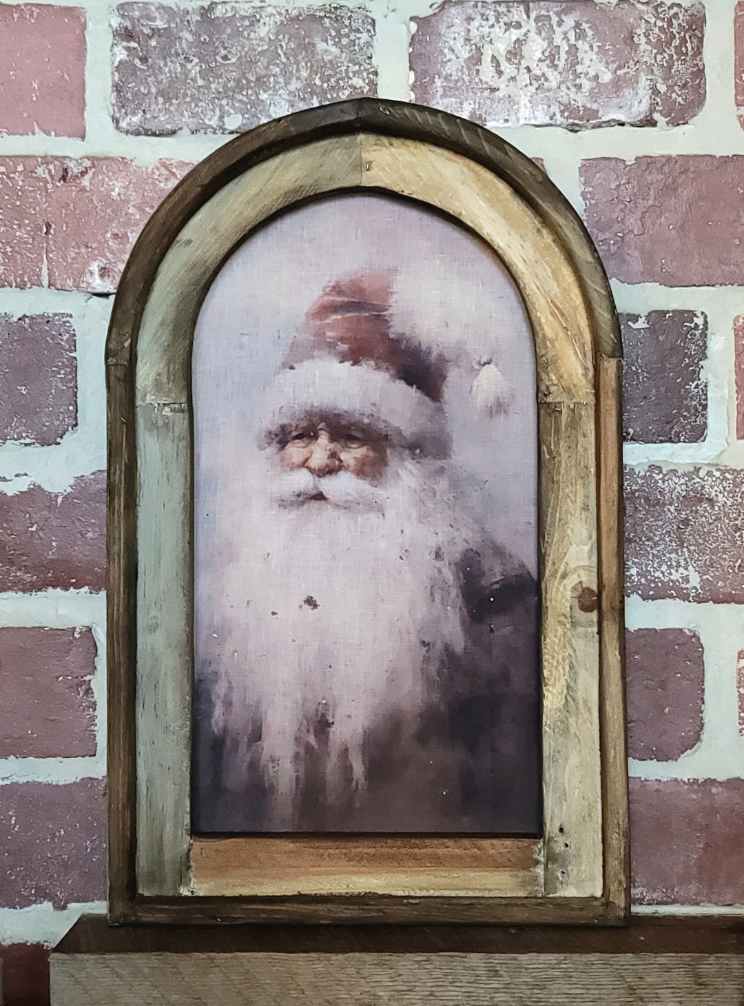 Vintage Santa Wall Art 14 X 22 Santa Painting Christmas Wall Art Decor Rustic Winter Wall