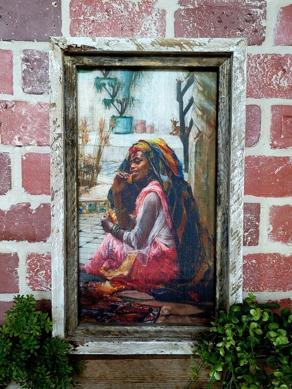 Vintage Framed African Wall Art Farmhouse House Decor Linen Etsy