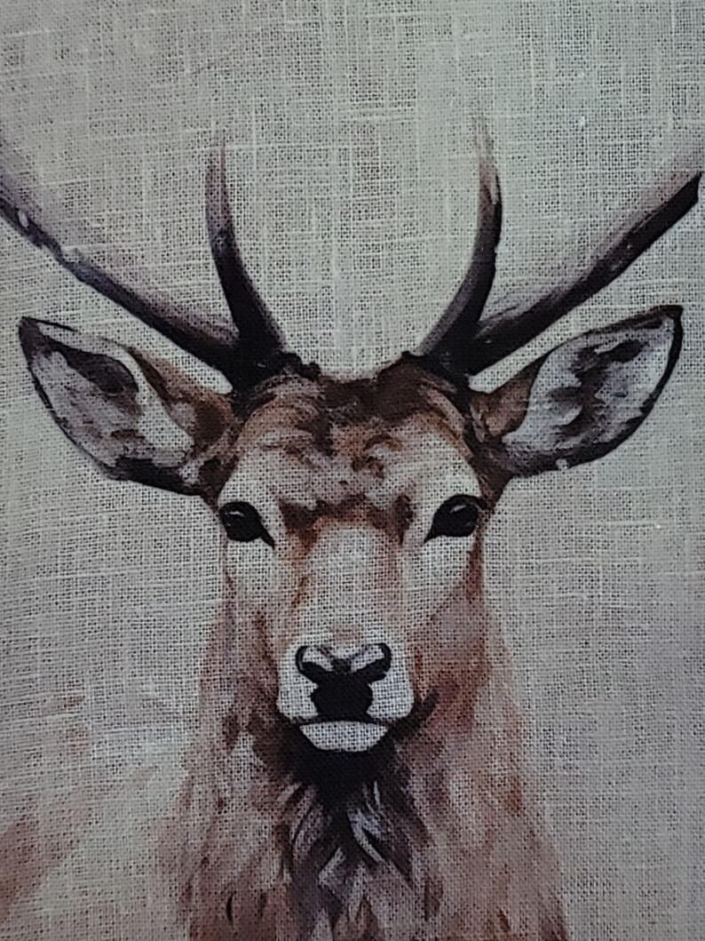 Vintage Fabric Christmas Wall Art Print Woodland Winter Forest Deer ...