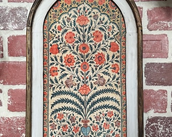 Arch Frame Vintage Textile Wall Art Antique Tapestry Textile Print Flower Wall Decor Antique Textile Print Fabric Print William Morris Wall