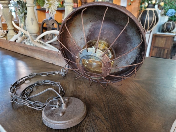 Farmhouse pendant light Industrial Cage Light Ceiling Light Fixture Primitive Light Coffee House Lights Vintage Chicken Feeder Light