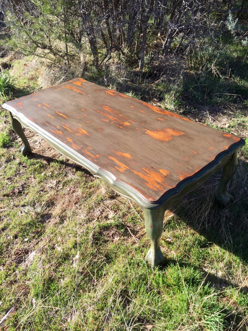 Vintage Painted Coffee Table Rustic Chippy Paint Distressed Etsy