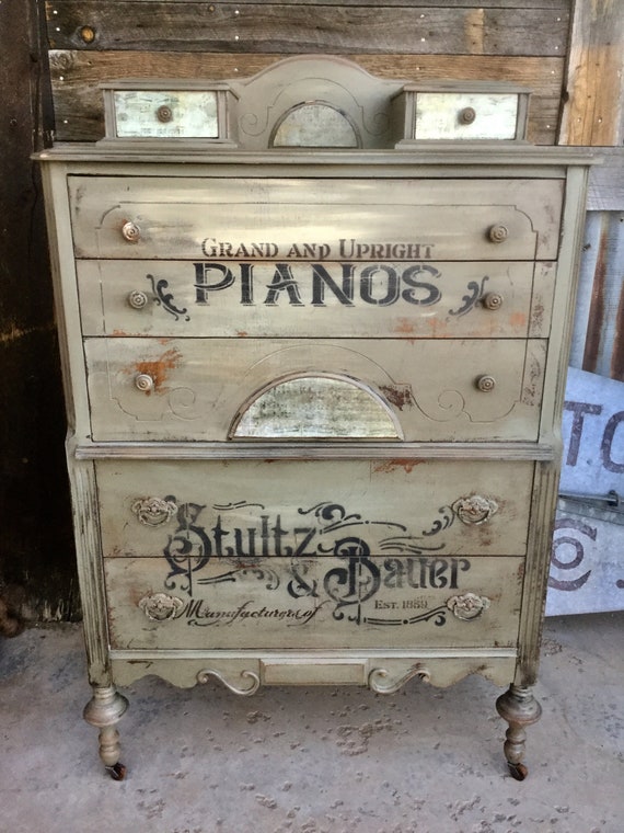 Vintage Painted Dresser On Wood Casters Vintage Chest Of Etsy