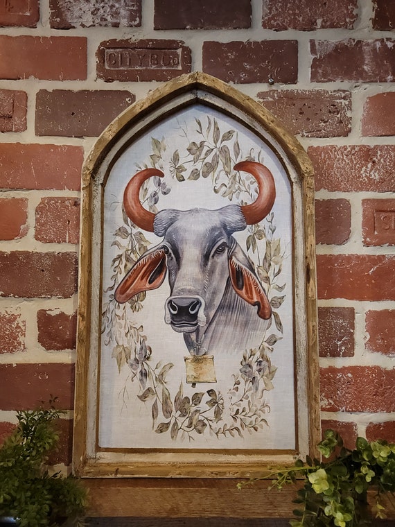 Cow Wall Art 18x30 Linen Wall Hanging Farm Animal Etsy