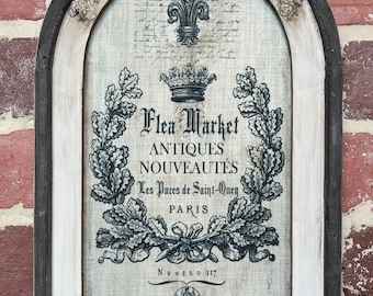 French Wall Art Vintage French Wall French Country Tapestry French Antique Wall Decor Ornate Framed Arch Frame Textile Farmhouse Wall Decor