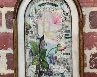 Framed French Country Roses Wall Art Farmhouse House Decor French Floral Decor Vintage Shabby Chic Decor Victorian Botanical Print