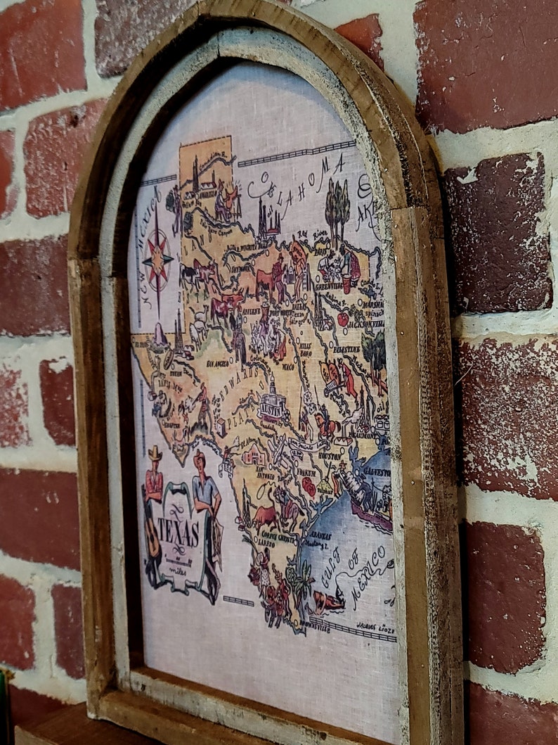 Texas Map Wall Art Vintage Wild West Print Western Framed Art Etsy