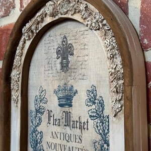 Framed French Vintage Farmhouse Wall Art Fabric Print Vintage French Wall Decor Parisian Decor French Wall Decor Ornate Framed Art image 2