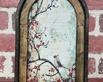 Arch Frame Watercolor Wildflower Art Whimsical Wall Art Dark Cottagecore Floral Wall Decor Vintage Botanical Wall Decor Moody Art Textile