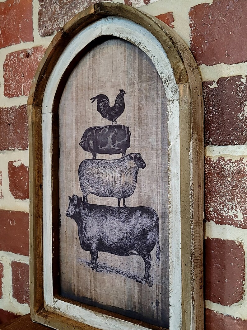 Vintage Framed Wall Art 14x22worn Plaid Farmhouse Etsy