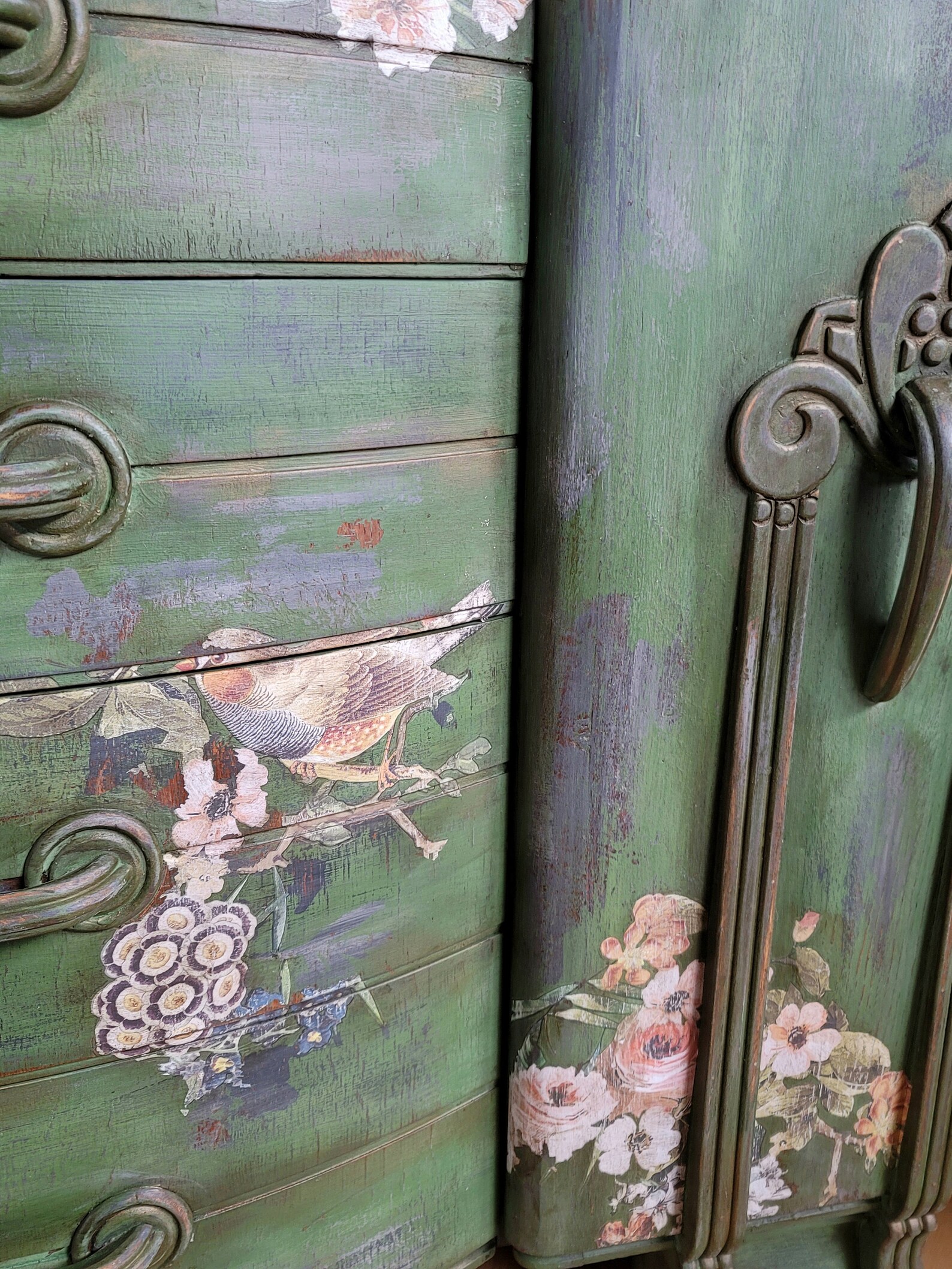 Vintage Painted Buffet Cabinet Media Cabinet Console Table ...