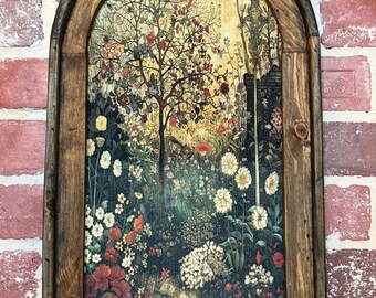 Whimsical Gothic Wall Art Dark Cottagecore Wall Decor Vintage Botanical Wall Artwork Moody Flower Art Tapestry Wall Hanging