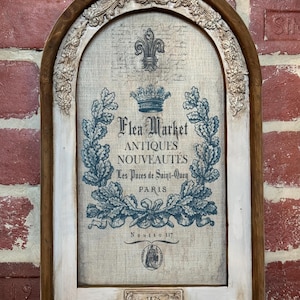 Framed French Vintage Farmhouse Wall Art Fabric Print Vintage French Wall Decor Parisian Decor French Wall Decor Ornate Framed Art image 1