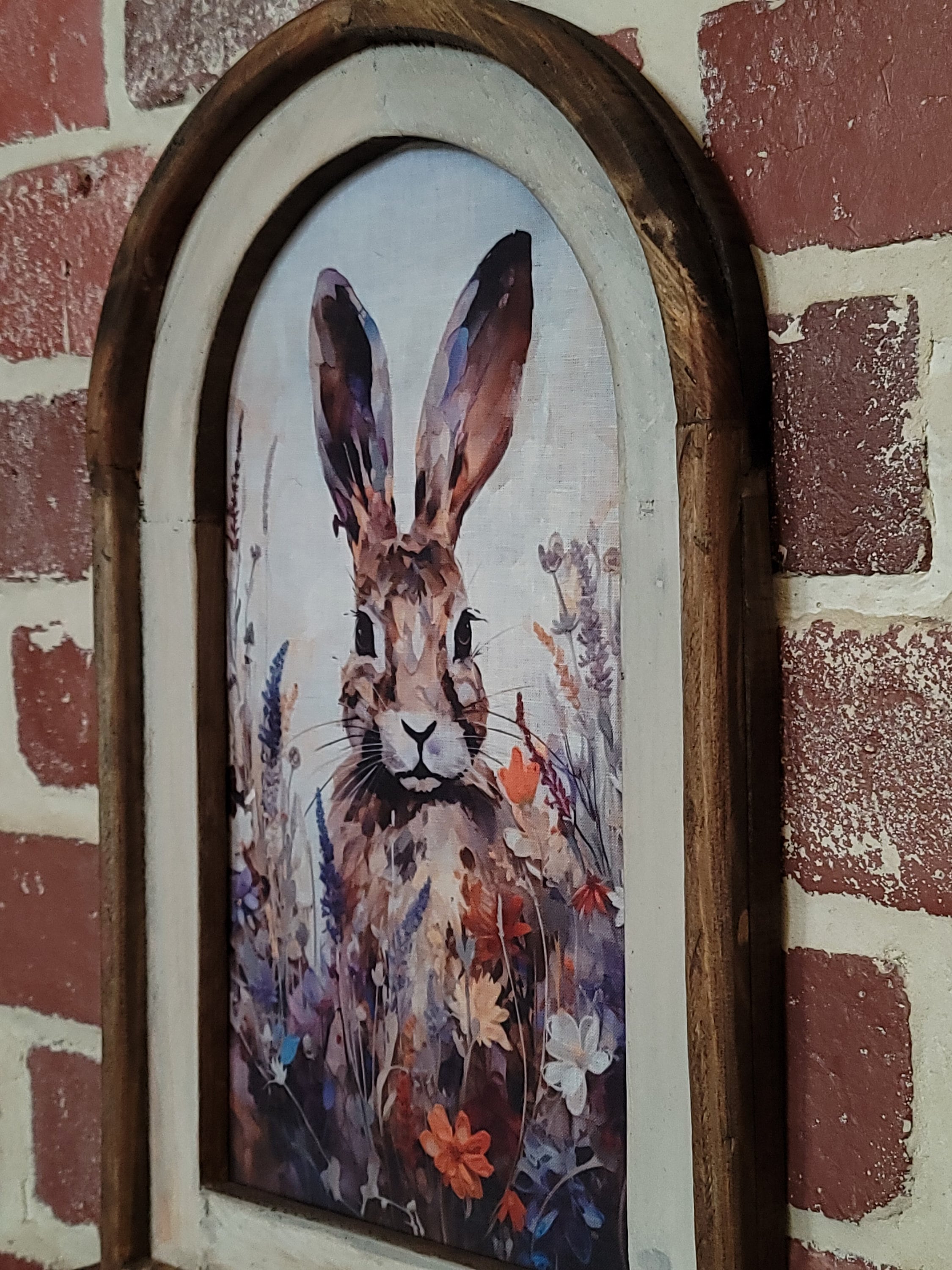 Framed Bunnies Wall Art Arch Window Framed Rabbits Decor Spring ...