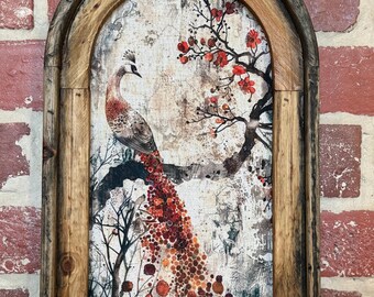 Framed Watercolor Wildflower Art Whimsical Wall Art Cottagecore  Wall Decor Vintage Botanical Wall Decor Peacock Wall Tapestry Fabric Print