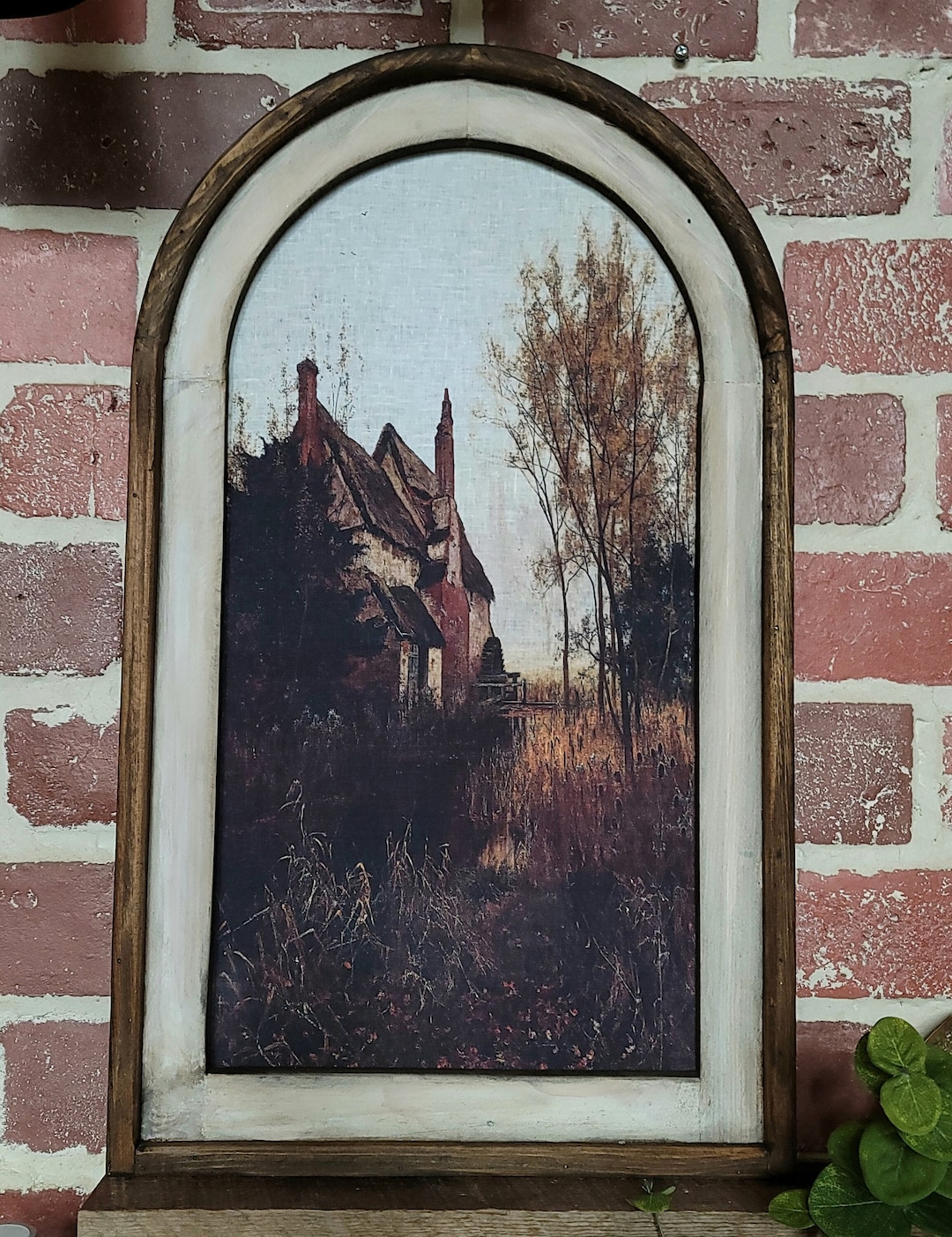 Dark Academia Forest Mushroom Round Canvas Wall Art - 10x10 Inch Framed Vintage Botanical Poster For Bedroom, Living Room