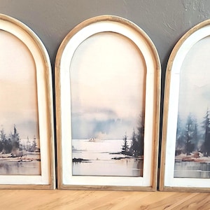 3 Piece Mountain Landscape Large Triptych Landscape  Fabric Print Split Mountain Scenery Rustic Lake Mountain Print Minimal Wall Mural