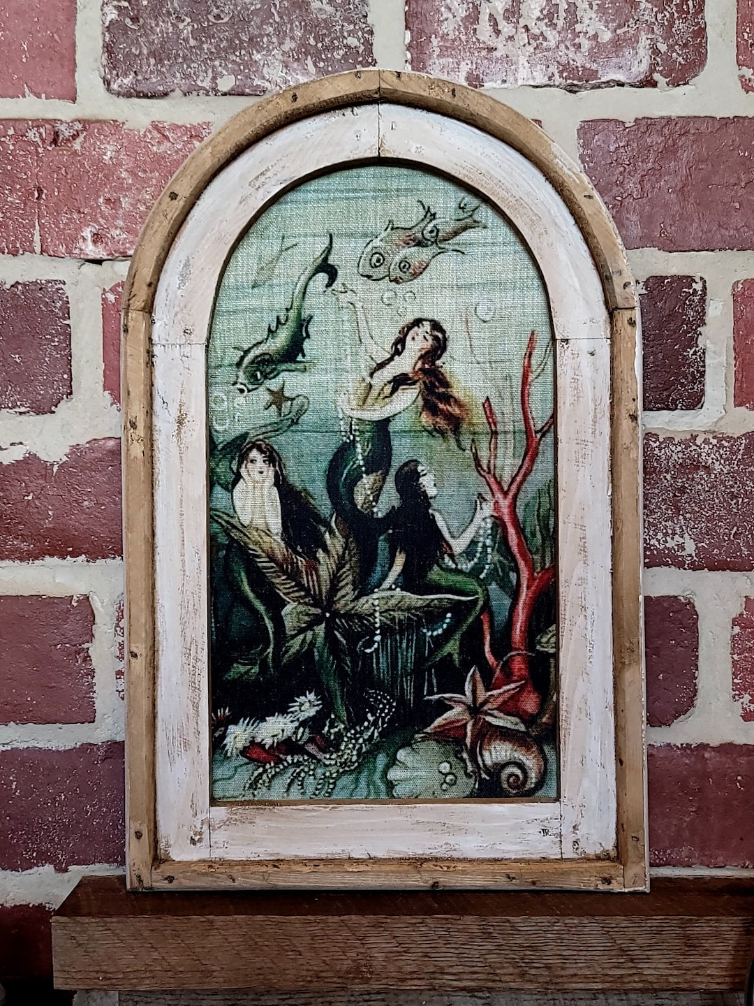 Framed Vintage Mermaids Wall Art 14x22 Beach House Etsy