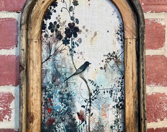 Arch Frame Watercolor Wildflower Art Whimsical Wall Art Dark Cottagecore Floral Wall Decor Vintage Botanical Wall Decor Moody Flower Art